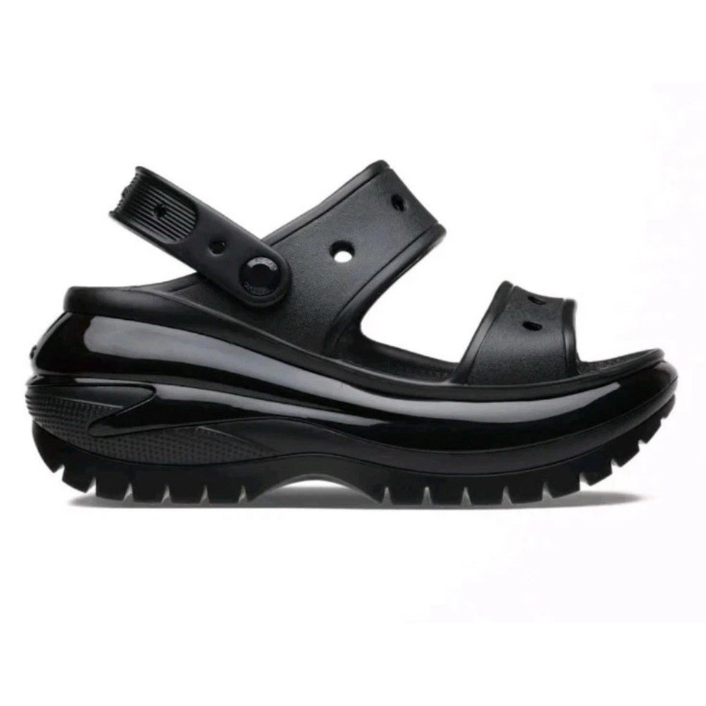 Crocs Classic Mega Crush Clog Black High Heel Sandals Men's 6 Women's 8 NEW